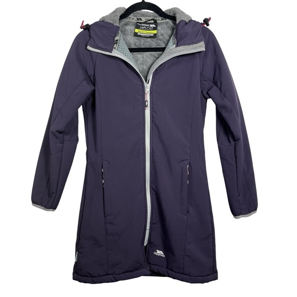 Trespass Purple Women's S Long Softshell Jacket Hooded Fleece Lined Waterproof - Picture 1 of 10